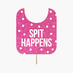 Pink Bib "Spit happens"