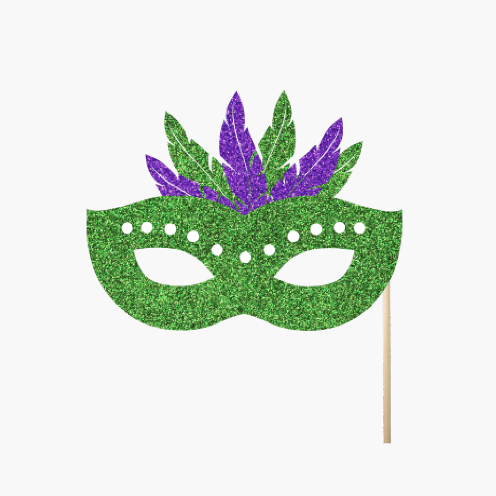 Green Mardi Gras Mask with flowers