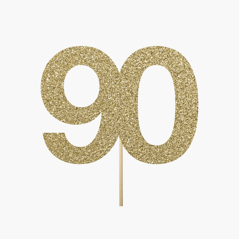 Gold Glitter Number 90 Square Sticker