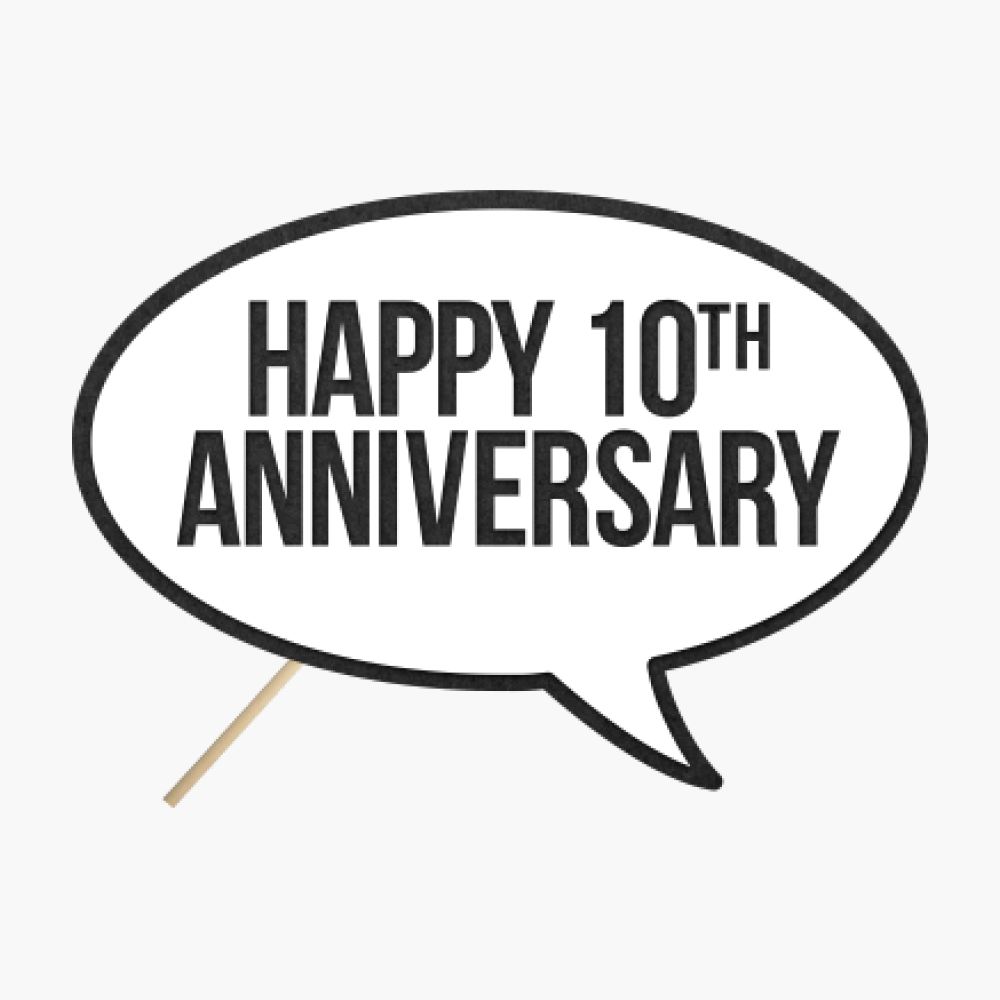 Speech bubble "Happy 10th Anniversary"