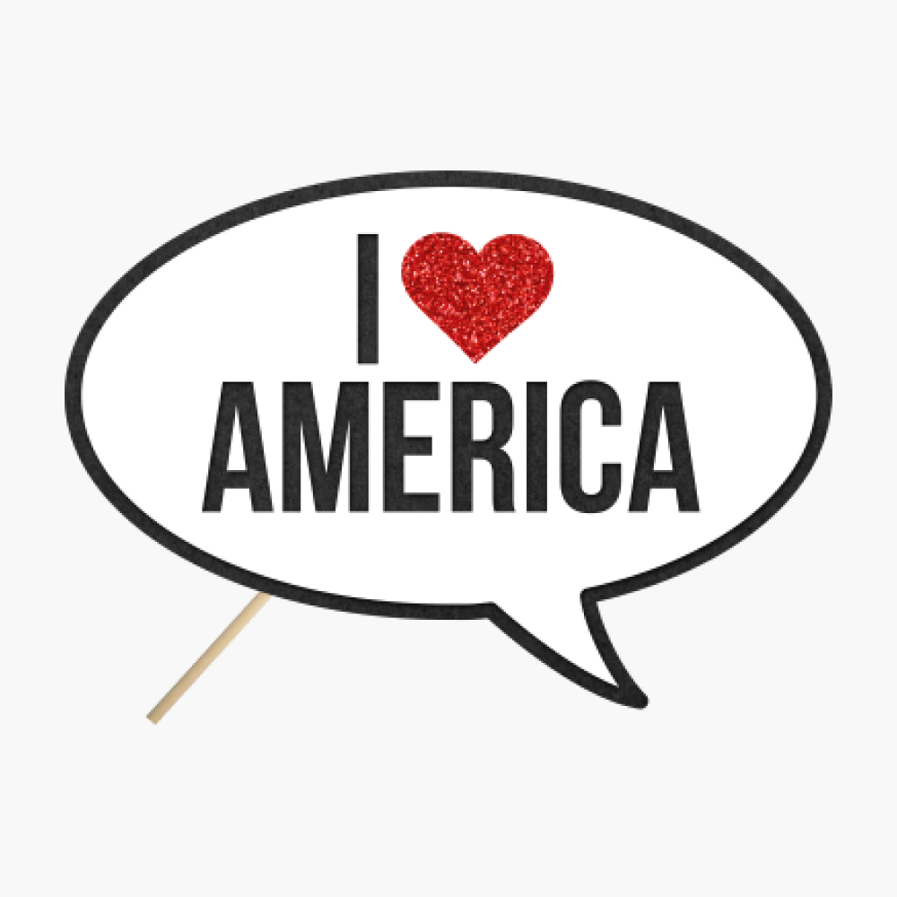 Speech bubble "I __ America"